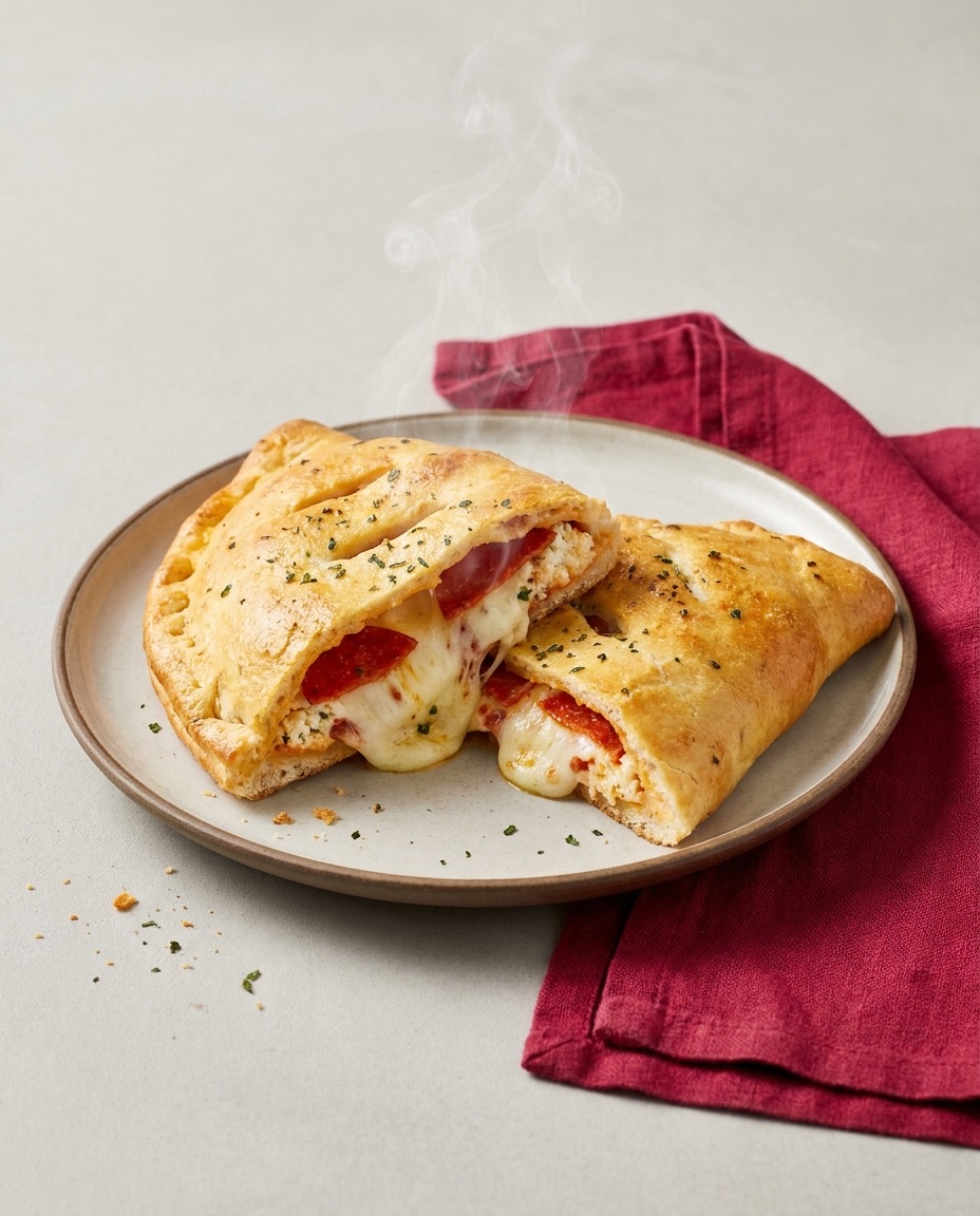 Golden baked calzone
