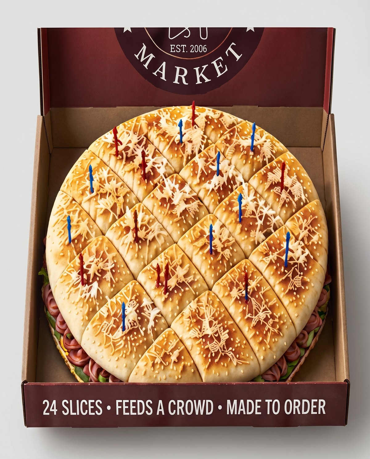 Dominick's Sandwich in a Pizza Box — 24 slices, feeds a crowd, made to order
