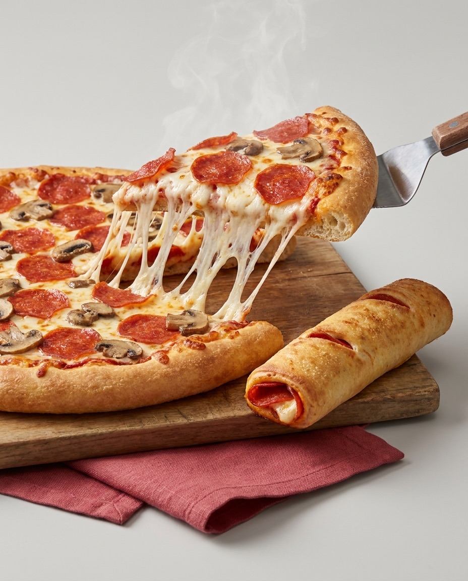 Pizza slice and roll stick